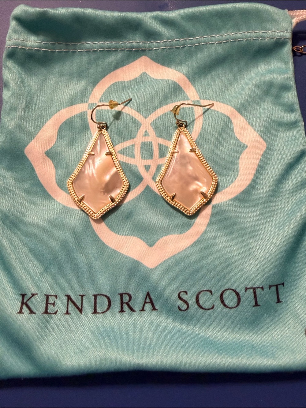 Kendra Scott Gold-Trim Mother-of-Pearl Drop Earrings